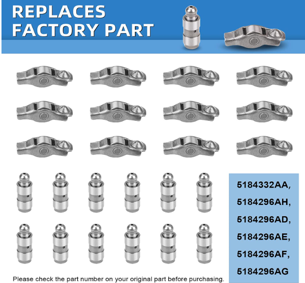 Rocker Arm and Valve Lifter Kit 12 PCS 5184296AH 5184332AA